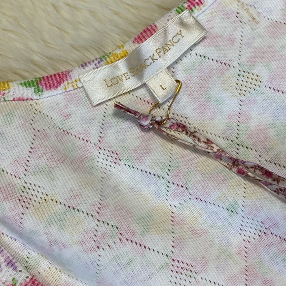 🎀 Floral Heart Button LS Hanley Top Large, Pink Yellow - Picture 6 of 12